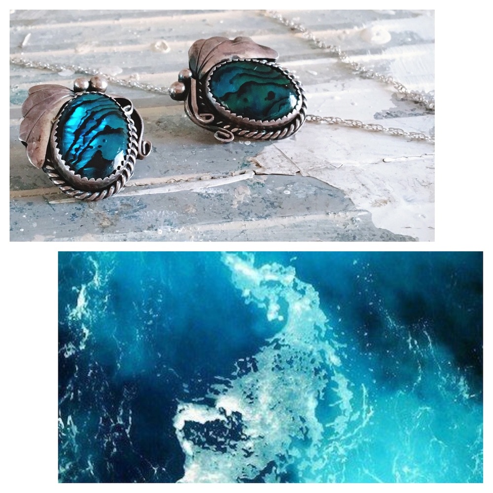 Vintage Earrings Native American Made Blue Silver